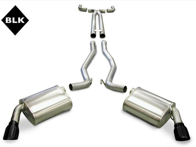 CORSA SPORT 2.5" Dual Rear Exit Cat-Back Exhaust w/ Single 4.0" Black PVD Tips (2010-2015 Camaro L99) - Click Image to Close