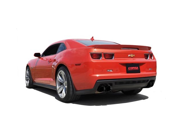 CORSA SPORT 3.0" Dual Rear Exit Cat-Back Exhaust w/ Twin 4.0" Black PVD Tips (2012-2015 Camaro ZL1) - Click Image to Close