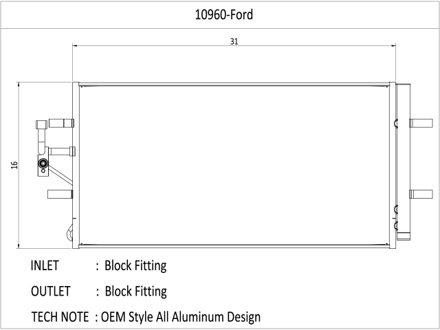 CSF A/C Condenser (2021-2024 Ford Bronco 2.3T I4, 2.7TT & 3.0TT V6)