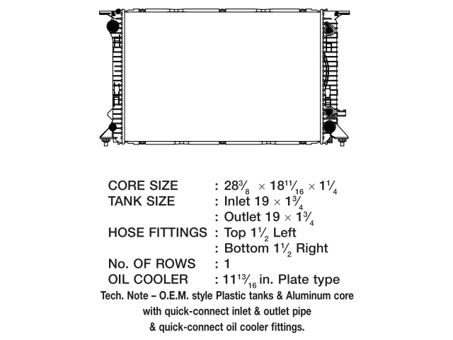 CSF 1 Row Plastic Tank Aluminum Core Radiator