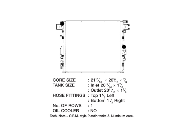 CSF 1 Row Plastic Tank Aluminum Core Radiator (2007-2018 Wrangler JK & JKU) - Click Image to Close