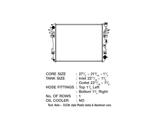 CSF 1 Row Plastic Tank Aluminum Core Radiator (2009-2019 RAM 1500 5.7L HEMI)