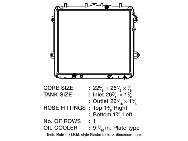 CSF 1 Row Plastic Tank Aluminum Core Radiator (2010-2023 Toyota 4Runner 4.0L V6)