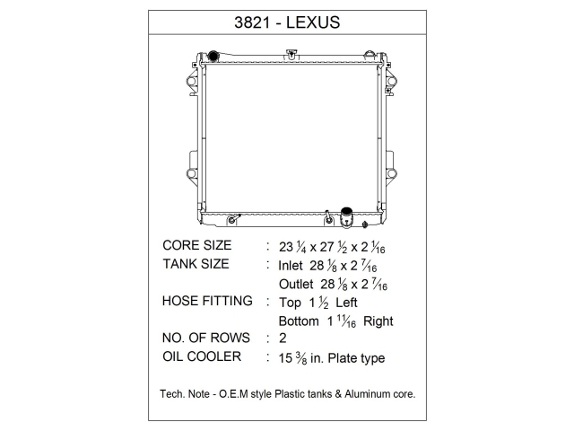 CSF 2 Row Plastic Tank Aluminum Core Radiator (2008-2011 & 2013-2021 Toyota Land Cruiser 5.7L V8)