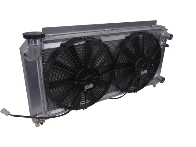DeWitts LS MODIFIED PRO-SERIES Radiator w/ Dual 11" SPAL Fans [2 ROW | 1" TUBES | NATURAL | MANUAL] (1996-2004 Chevrolet S-10 LS) - Click Image to Close