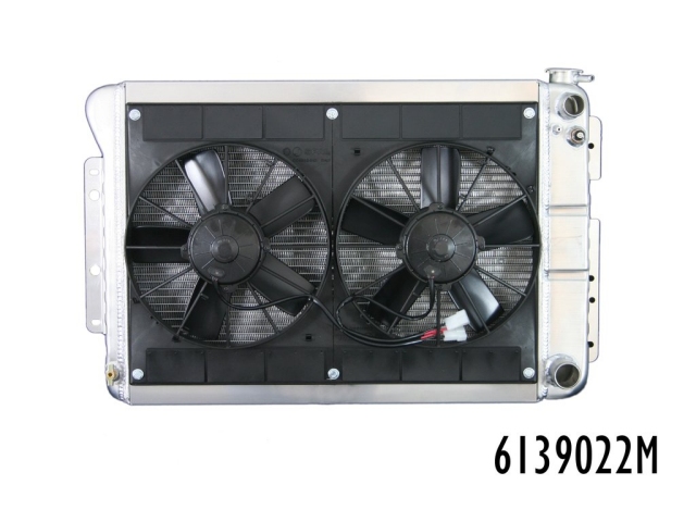 DeWitts LS MODIFIED PRO-SERIES Radiator w/ Dual 11" SPAL Fans [2 ROW | 1" TUBES | NATURAL | MANUAL] (1967-1969 Chevrolet Camaro LS)