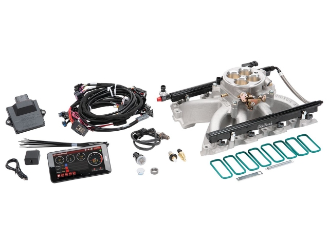 Edelbrock PRO-FLO 4 EFI System w/ Traditional Intake Manifold & 4150-Style Throttle Body [Max HP Rating 550 | Injector Size 35 lb/hr | 7" Tablet Included Yes | Satin Finish] (GM LS) - Click Image to Close