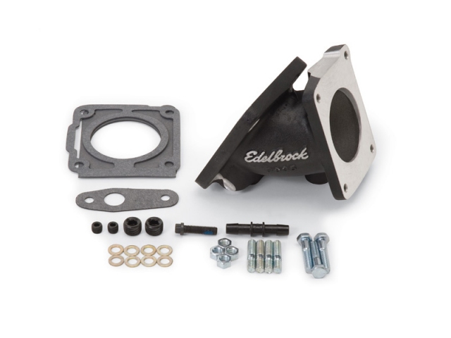 Edelbrock Throttle Body Adapter, Black (1994-1995 Mustang 5.0L) - Click Image to Close