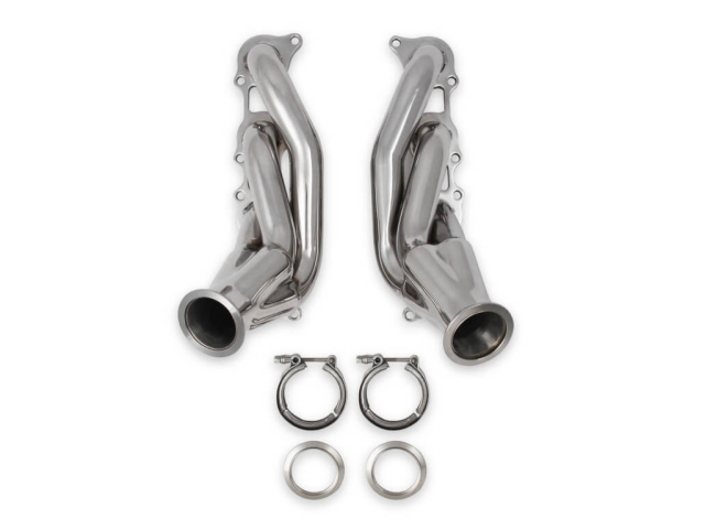 FLOWTECH Forward Facing Turbo Headers, Polished 304 Stainless Steel, 1-5/8" x 2-1/2" (FORD 5.0L COYOTE)