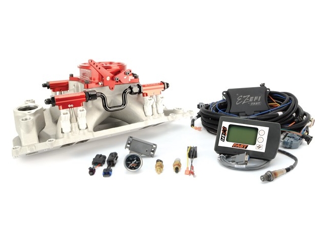 FAST EZ-EFI Multi-Port Fuel Injection Kit w/ Polished Throttle Body, SBC Up To 1000 HP - Click Image to Close