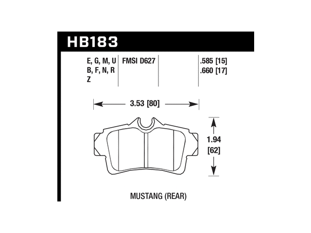HAWK HPS (HIGH PERFORMANCE STREET) 5.0 Brake Pads, Rear (1994-2004 Mustang GT & Bullitt)