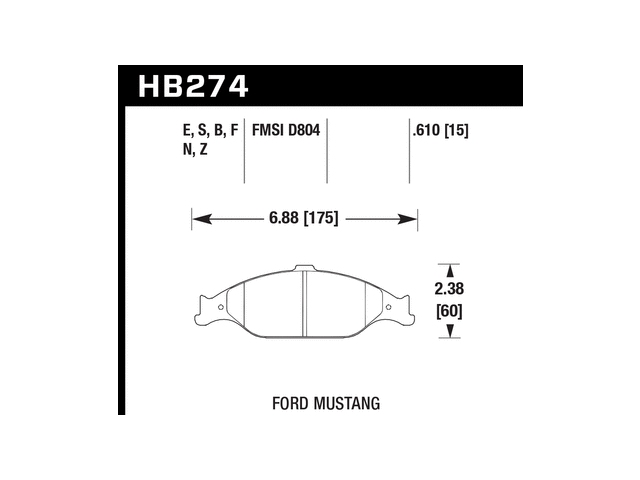 HAWK HPS (HIGH PERFORMANCE STREET) 5.0 Brake Pads, Front (1999-2004 Mustang GT)