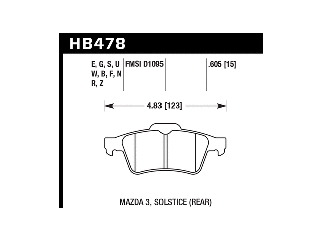 HAWK HPS (HIGH PERFORMANCE STREET) 5.0 Brake Pads, Rear (2013-2014 Focus ST)