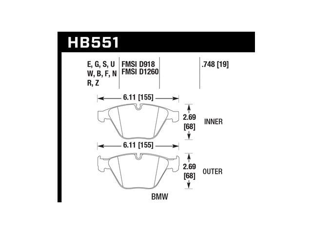 HAWK HT-10 (HIGH TORQUE) Brake Pads, Front - Click Image to Close