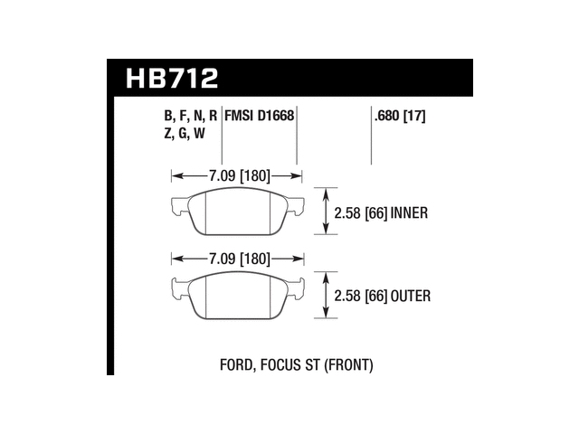 HAWK DTC-60 (DYNAMIC TORQUE CONTROL) Brake Pads, Front (2013-2014 Focus ST) - Click Image to Close