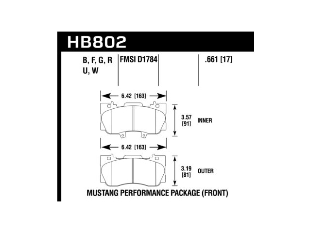 HAWK HPS (HIGH PERFORMANCE STREET) 5.0 Brake Pads, Front (2015-2019 Mustang GT & Bullitt)