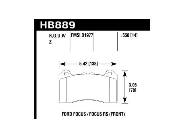 HAWK HPS (HIGH PERFORMANCE STREET) 5.0 Brake Pads, Front (2016-2018 Focus RS) - Click Image to Close