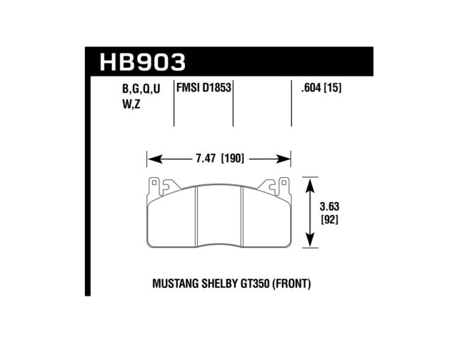 HAWK PC (PERFORMANCE CERAMIC) Brake Pads, Front (2015-2019 Mustang Shelby GT350 & GT350R) - Click Image to Close