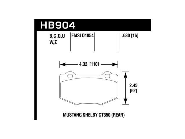 HAWK PC (PERFORMANCE CERAMIC) Brake Pads, Rear (2015-2019 Mustang Shelby GT350 & GT350R) - Click Image to Close