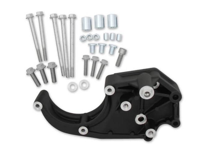 Holley LS A/C Accessory Drive Bracket Kit, Black (Passenger Side A/C Bracket For Sanden SD508/SD7) - Click Image to Close