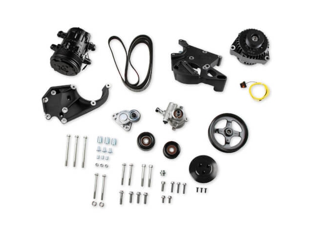 Holley LS Complete Accessory Drive Kit, Black