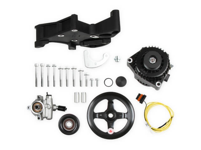 Holley LS Alternator & Power Steering Pump Accessory Drive Kit, Black (Driver's Side Bracket, Alternator, Power Steering Pump & Pulleys)