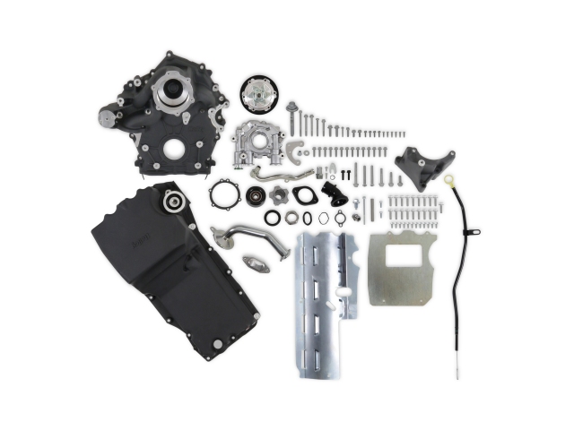 Holley High-Mount Base Accessory Drive Kit w/ Oil Pan & Oil Pump, Black (FORD 7.3L GODZILLA)