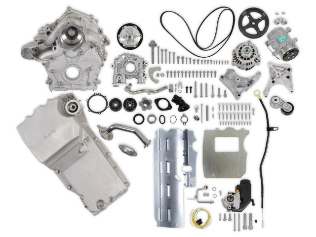 Holley High-Mount Complete Accessory Drive Kit w/ Oil Pan & Oil Pump, Natural As-Cast (FORD 7.3L GODZILLA)