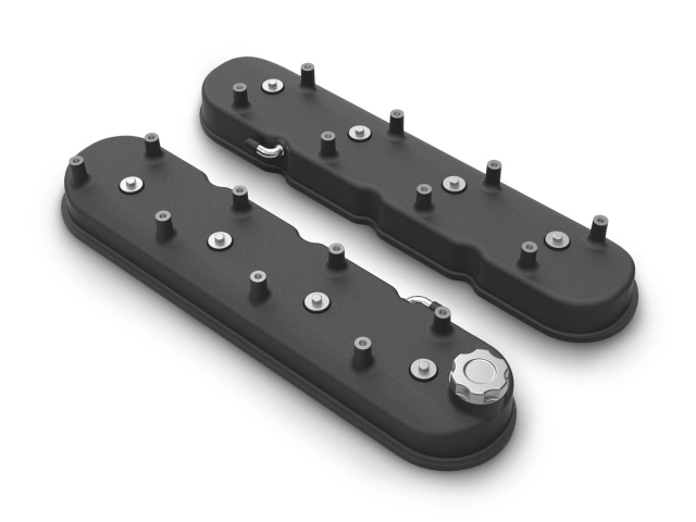 Holley Aluminum Tall LS Valve Covers - Satin Black - Click Image to Close