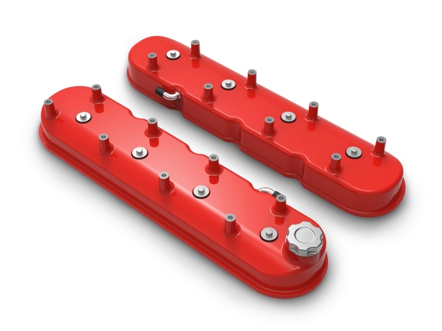 Holley Aluminum Tall LS Valve Covers - Gloss Red - Click Image to Close