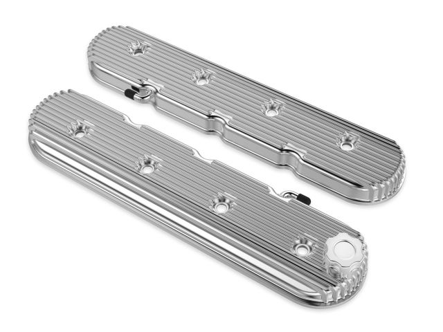 Holley Vintage Series Finned LS Valve Covers, Standard Height, Polished Finish
