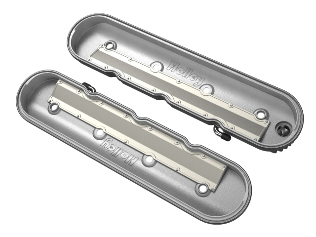 Holley Vintage Series Finned LS Valve Covers, Standard Height, Polished Finish - Click Image to Close