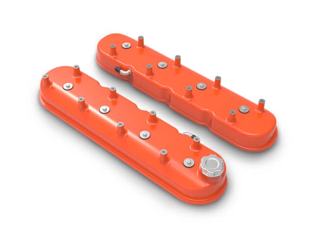 Holley Tall LS Valve Covers, Factory Orange (GM LS) - Click Image to Close