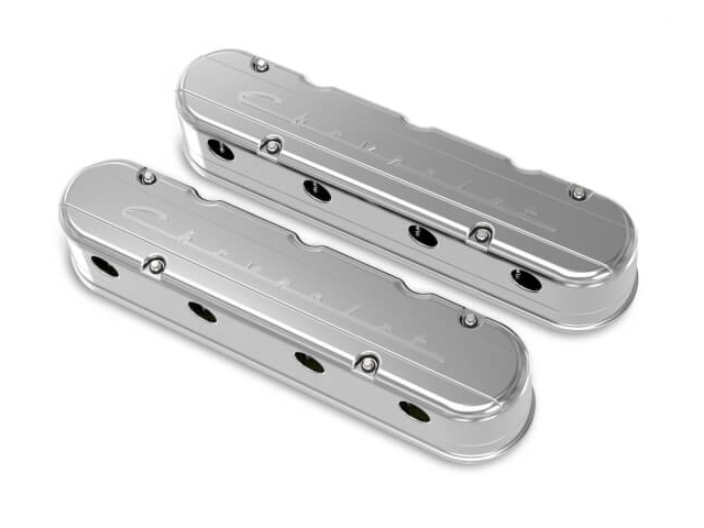Holley 2-Piece "Chevrolet" Valve Covers, Polished (GM LS) - Click Image to Close