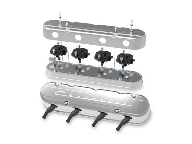 Holley 2-Piece "Chevrolet" Valve Covers, Polished (GM LS)