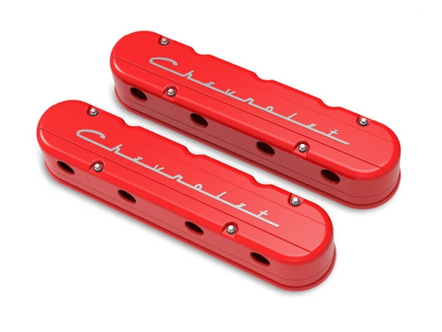 Holley 2-Piece "Chevrolet" Valve Covers, Gloss Red (GM LS)