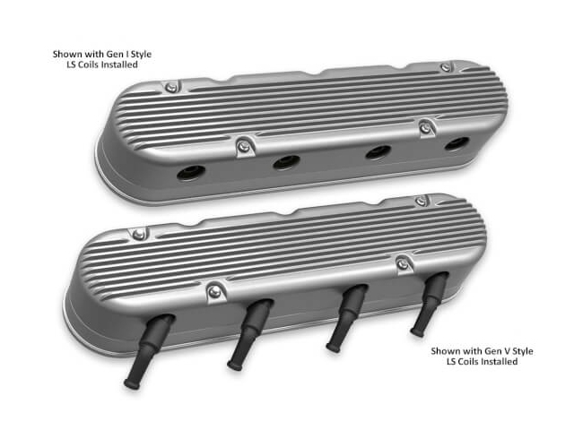 Holley 2-Piece Finned Valve Covers, Natural Finish (GM LS) - Click Image to Close
