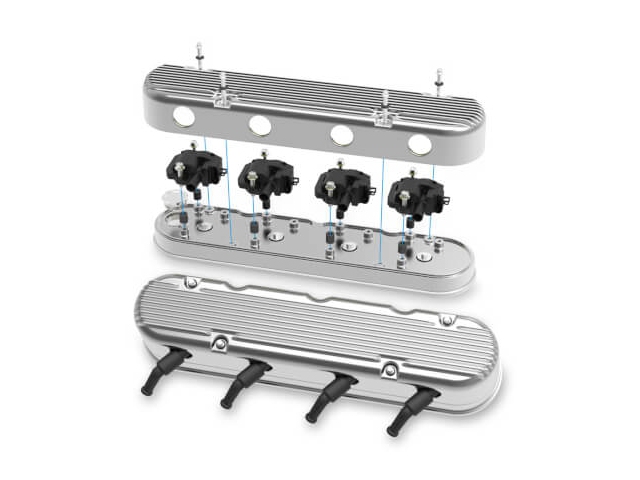 Holley 2-Piece Finned Valve Covers, Polished Finish (GM LS) - Click Image to Close