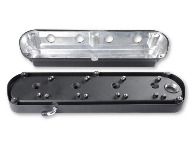 Holley 2-Piece FORD Style Valve Covers, Satin Black (GM LS)