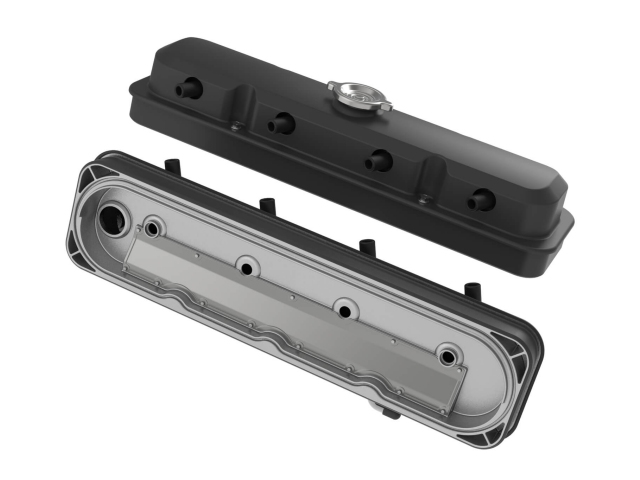 Holley 2-Piece PONTIAC Style Valve Covers, Satin Black Finish (GM LS)