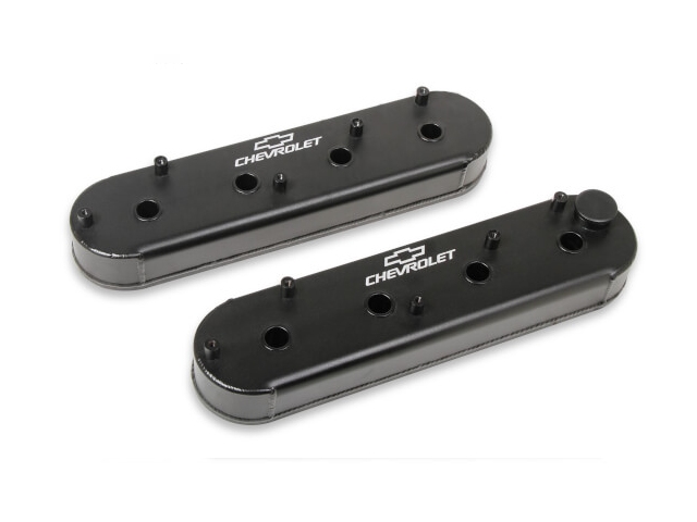 Holley GM Licensed Track Series Valve Covers, Black (GM LS) - Click Image to Close