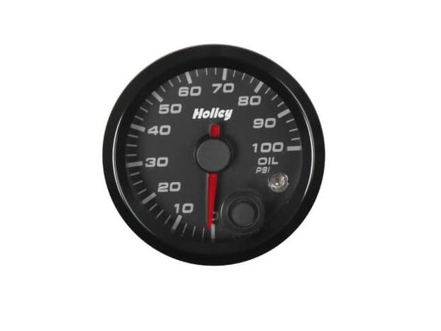 Holley Analog Style Oil Pressure Gauge , 2-1/16" (10-100 PSI) - Click Image to Close