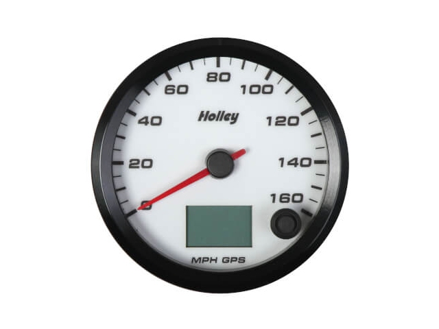 Holley Analog Style GPS Speedometer, 3-3/8", White Face (160 MPH)