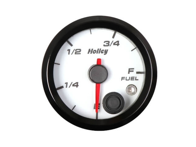 Holley Analog Style Fuel Level Gauge, 2-1/16", White - Click Image to Close