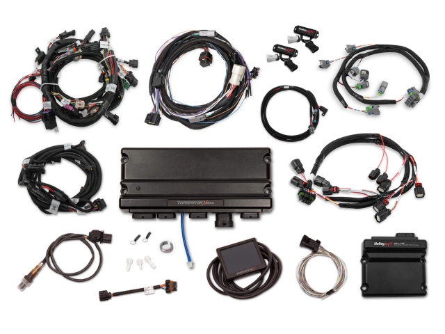 Holley EFI TERMINATOR X MAX MPFI Kit w/ EV6 Injector Harness & Transmission Control (2011-2012 FORD 5.0L COYOTE & 4R70W) - Click Image to Close