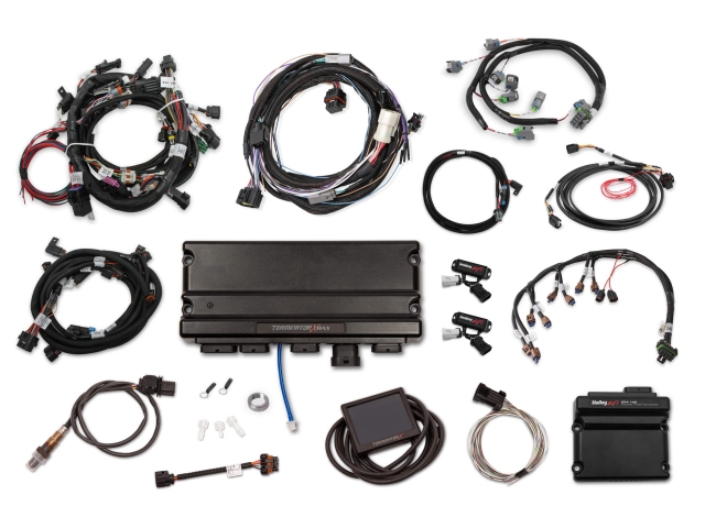 Holley EFI TERMINATOR X MAX MPFI Kit w/ EV6 Injector Harness & DBW Throttle Body & Transmission Control (2015.5-2017 FORD 5.0L COYOTE & 4R70W)