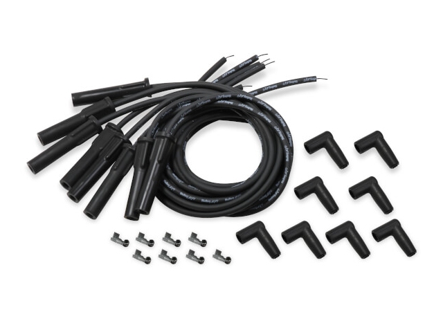 Holley EFI 8.2mm Spark Plug Wire Set, Black w/ Black 180 Degree Boots (GM LS) - Click Image to Close