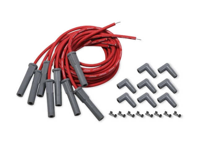 Holley EFI 8.2mm Spark Plug Wire Set, Red w/ Grey 180 Degree Boots (GM LS) - Click Image to Close