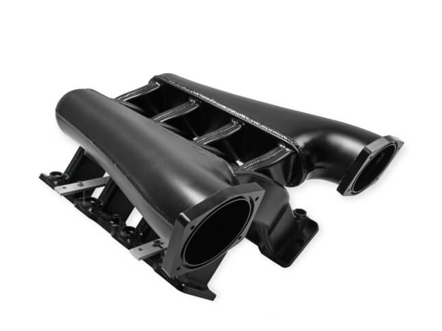 Holley EFI SNIPER EFI Fabricated Intake Manifold Dual Plenum w/ 102mm Throttle Body Bore & Fuel Rail Kit, Black (GM LS3 & L92) - Click Image to Close