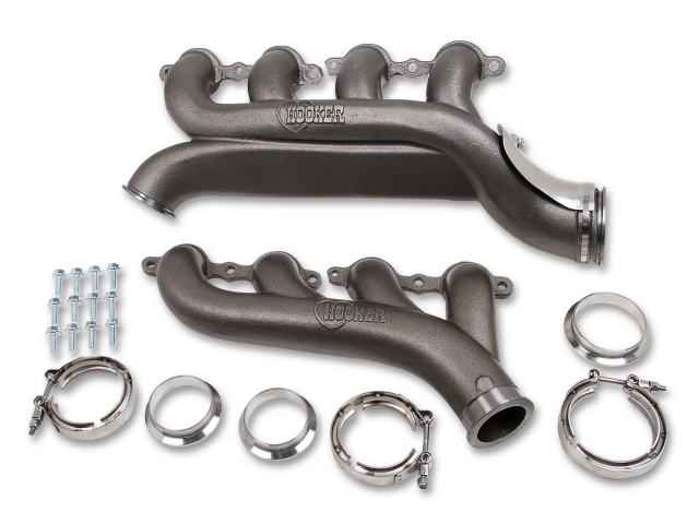 HOOKER BLACKHEART LS Turbo Exhaust Manifolds, Natural Cast Finish (GM LS) - Click Image to Close